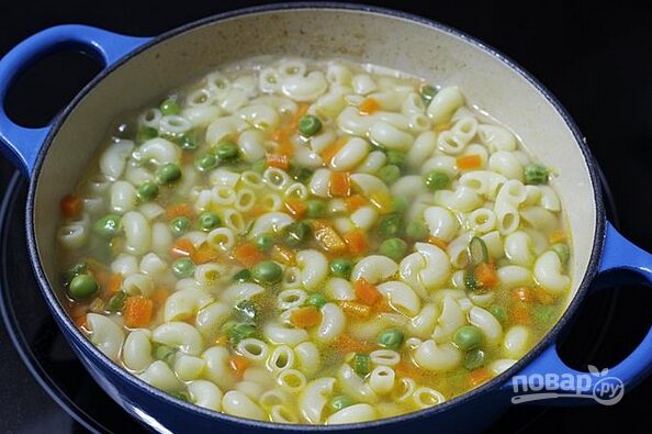 Густой суп с макаронами